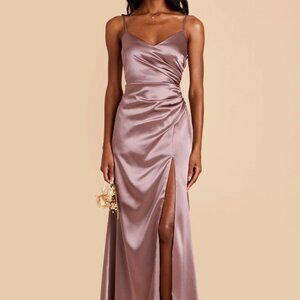 CATHERINE DRESS SHINY SATIN DARK MAUVE